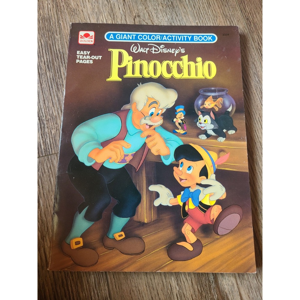 Vintage Walt Disney Pinocchio Giant Color Activity Book Golden 3324 Retro